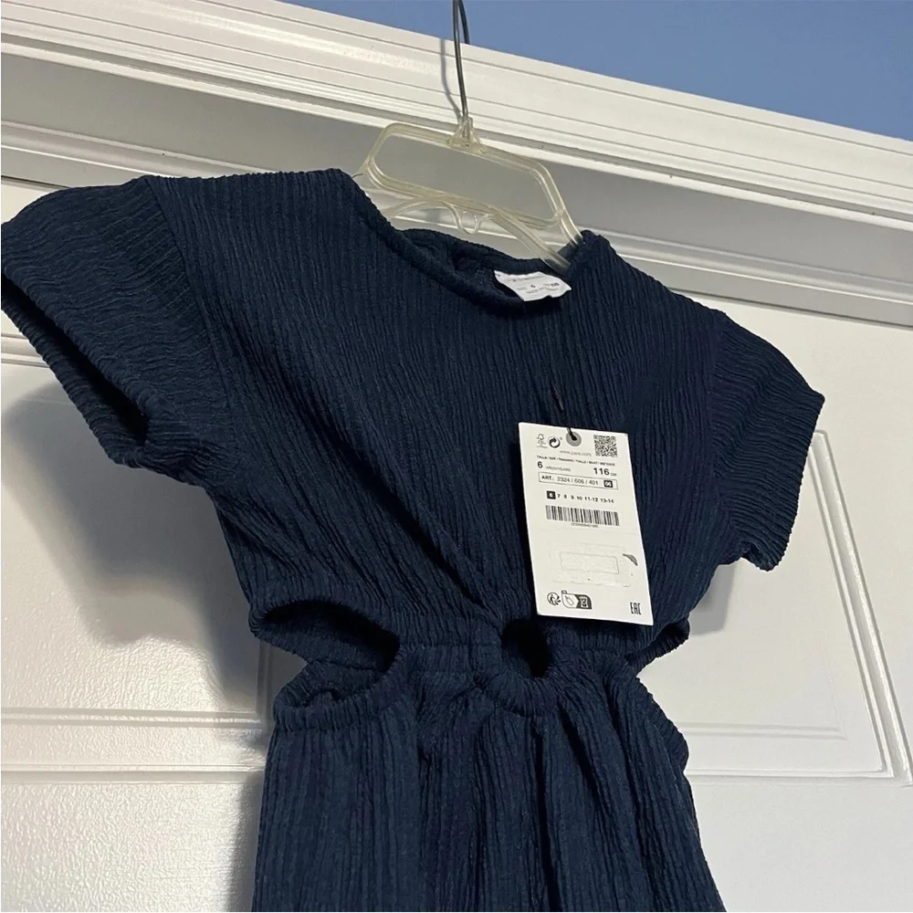 Zara girls size 6 blue cutout lightweight romper jumpsuit spring summer NWT new